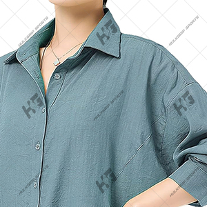 Custom Oversized Cotton Linen Button <b>Down</b> Shirt – Casual Long Sleeve Loose Fit Blouse with Pockets - Product Image 6