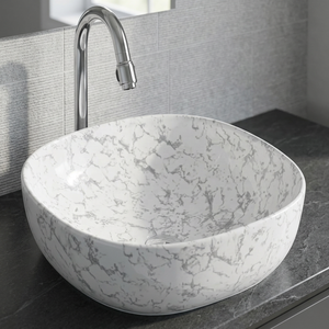 Vistaar Lavabo de table en céramique décoré de qualité export, design de luxe pour hôtel, prix usine Inde - Product Image 3