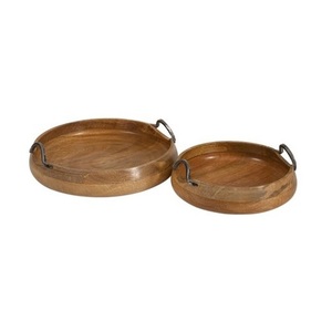 Plateau de service en bois écologique, durable, en bois massif, pour le petit-déjeuner, la cuisine, la salle à manger, la table basse et le service quotidien - Product Image 2