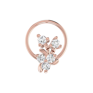 Ajretail 14K <b>Gold</b> Floral Cluster Design 0.1ct Natural Diamond <b>Nose</b> Pin - Product Image 2