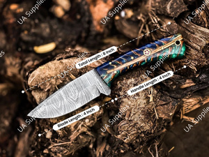 มีด EDC ใบมีดเหล็กดามัสกัสคมกริบ ด้ามจับรูปทรงกรวยสน จับถนัดมือ ขนาด 8 นิ้ว ขายดี - Product Image 3