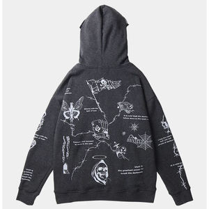 เสื้อฮู้ดดี้โอเวอร์ไซส์สไตล์เทคแวร์สำหรับผู้ชาย ลายปักแบบกอธิค สตรีทแวร์ ฮิปฮอป ทรงหลวม สไตล์ฮาราจูกุ พังก์ สำหรับฤดูหนาว - Product Image 2