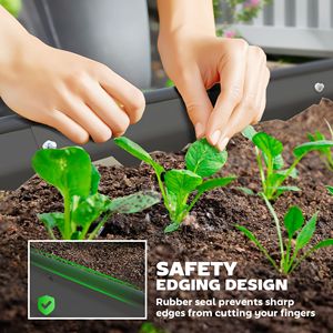 Bac à potager surélevé gris foncé 2,13 m x 0,91 m x 0,30 m avec 2 piquets métalliques pour plantes, pour le jardinage et les fournitures de jardin - Product Image 6