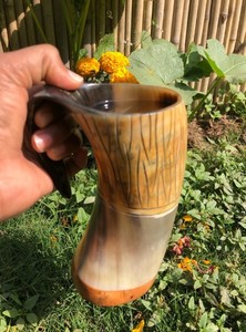 Tasse en corne de buffle naturelle polie de haute qualité revêtement alimentaire de style animal authentique pour bière hydromel - Product Image 4