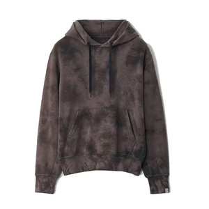 Sweat à capuche respirant et écologique, brodé, motif écossais délavé, style streetwear décontracté, couleurs personnalisables, avec poche - Product Image 1