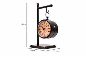 <b>Desk</b> <b>Clock</b> Circular Traditional Design Battery Operated Quartz Movement Silent Touch Sensing Needle Display Metal Frame - Product Image 3