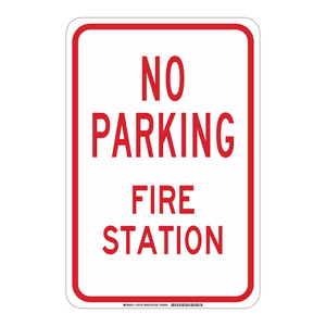 Panneau de signalisation interdiction de stationnement Brady pour caserne de pompiers - Résistant aux intempéries, intérieur/extérieur, pour zones d'accès d'urgence - Product Image 1