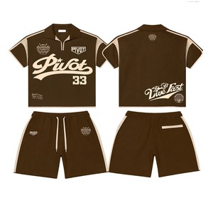 Custom Distressed Heavyweight 100% Cotton Suits French Terry Vintage Acid Wash Gems Decoration Short Sleeve T-shirt Set for Men - Product Image 6