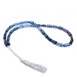 Perles de topaze bleue naturelle facettées en forme de tube, 8 mm-12 mm, qualité AAA, pierres précieuses fantaisie pour bijoux. - Product Image 2