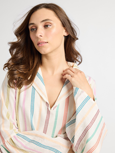 Robe courte en coton à imprimé floral pour femmes, style bohème, col en V, avec franges, manches longues, coupe ample, robe de plage pour les vacances - Product Image 2