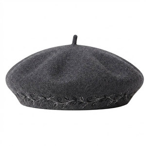 Premium Merino Wool <b>Beret</b> Hat-Classic Felt Design with Delicate Embroidery Lightweight & Adjustable for Winter Outdoor Use - Product Image 1
