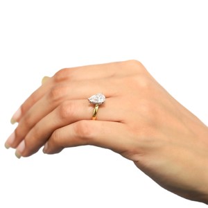 Anillo Solitario con Halo Oculto, Color DEF, Claridad VS VVS, Certificado IGI, Oro Sólido de 10K, 14K, 18K, Anillo con Diamante Cultivado en Laboratorio en Forma de Pera - Product Image 6