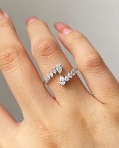 Anillo de banda cruzada con corte de pera de moissanita, diseño creativo, plata 925 original, para mujer, regalo para parejas - Product Image 6