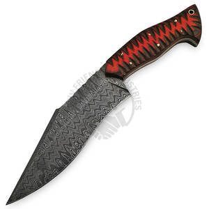 Brand New Edition Customizable 12" Damascus Steel Full Tang Ladder Pattern Outdoor <b>Hunting</b> Knife Wood Handle Best Camping Knife - Product Image 1