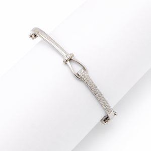 925 Sterling <b>Silver</b> Diamond Knot <b>Cuff</b> <b>Bracelet</b> for Women High Polish Elegant Minimalist Party Wedding Gift Jewelry - Product Image 3