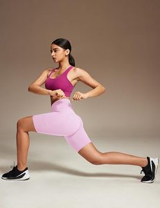 Shorts de sport rose taille haute avec poches, séchage rapide, tricoté, pour femme, vêtements de sport - Product Image 2