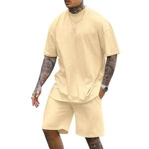 Ensembles d'été vintage en gros pour hommes 100 % coton avec logo personnalisé – Ensemble 2 pièces brodé chemise et short - Product Image 4