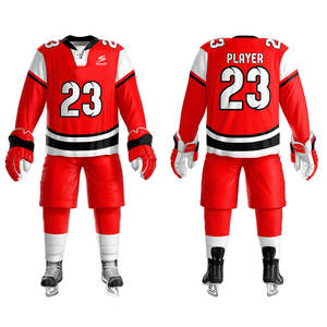 Maillot et pantalon de hockey sur glace personnalisés pour hommes, fabriqués avec un tissu durable, conçus pour les entraînements et les matchs - Product Image 1