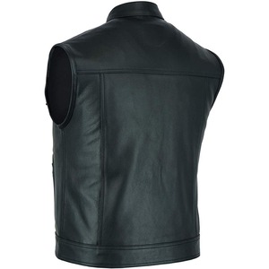 เสื้อกั๊กหนังแท้สำหรับผู้ชาย แบบไม่มีแขน สั่งทำโลโก้ OEM ได้ - Product Image 2