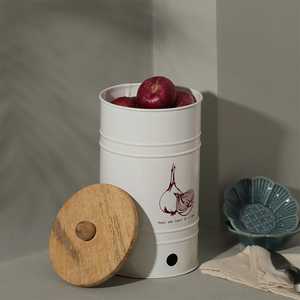 Boîte de rangement élégante en métal pour pain avec couvercle en bois naturel pour cuisine, garde-manger, boulangerie et organisation alimentaire - Product Image 2