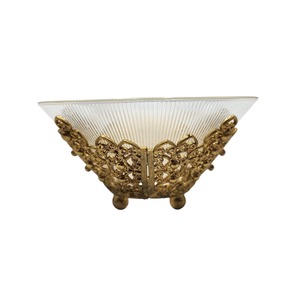 Royal Style Gold Metal And Glass Decorative Bowl Perfect For Special <b>Occasion</b> Decor And Guest Entertaining <b>Table</b> Display - Product Image 6