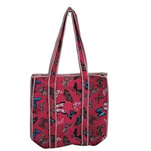 Women's Bohemian Cotton <b>Quilted</b> Tote <b>Bag</b> Hand-Block Print Kantha Stitch Shoulder <b>Bag</b> for Yoga & Shopping - Product Image 1