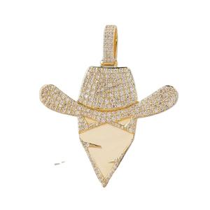 Moissanite S925 Sterling Silver Yellow <b>Gold</b> Plated Customized Full Iced Hip Hop Cowboy Face Fancy Pendant <b>Men</b> Gift - Product Image 1
