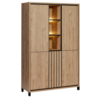 Meuble bar moderne en bois de manguier massif Manish Art Handicrafts, présentoir à whisky avec 4 compartiments, étagère en verre, rangement en acier inoxydable