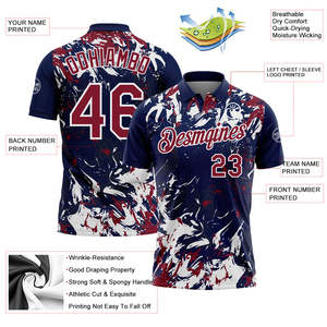 Polo personnalisé sublimé pour hommes, séchage rapide, vêtement de baseball, imprimé blanc et or, manches courtes, coupe classique - Product Image 3