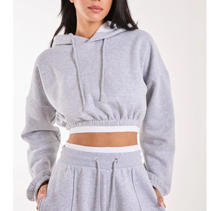 Winter Hooded <b>Cropped</b> Hoodie Women | 100% Cotton Fleece 360g <b>Zip</b>-<b>Up</b> Sweatshirt Front Logo | Silk Screen Printed - Product Image 6