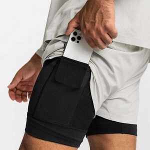 Pantalones Cortos Deportivos Casuales 2 en 1 para Hombre, de Malla Transpirable, de Secado Rápido, Antiarrugas, para Gimnasio y Entrenamiento - Product Image 2