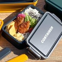Boîte à lunch CNT-450 CNT-600 CNT-750 CNT-900, fabriquée au Japon, boîte bento rectangulaire robuste, empilable, bleu marine, vert, jaune