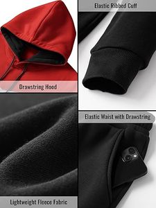 Conjunto Deportivo de 2 Piezas para Hombre, Sudadera y Pantalones con Capucha, Estampado Informal, Logotipo Personalizable, Cordón Ajustable - Product Image 5