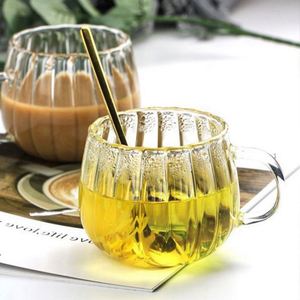 แก้วกาแฟนมสำหรับใช้ในครัวเรือน ทนความร้อนสูง ทรงใหญ่ ลายทาง ทำจากแก้วบอโรซิลิเกตคุณภาพสูง พร้อมหูจับ - Product Image 3