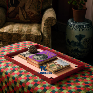 Plateau de service en laque rouge de haute qualité-Plateaux de mariage laqués abordables du Vietnam Top vente expédition rapide - Product Image 2