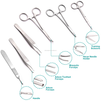 Kit d'entraînement aux sutures chirurgicales standard avec coussinet en silicone, instruments en acier inoxydable, fils à suture et étui zippé pour étudiants en médecine vétérinaire