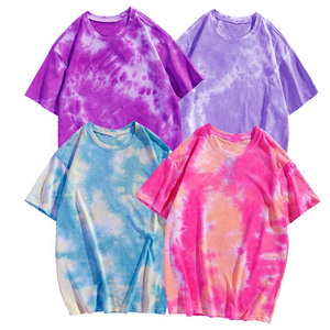 Camiseta Moderna Personalizada de Manga Corta con Estampado Tie-Dye para Hombre, Cuello Redondo, Informal, 100% Algodón, Tejido de Punto, Corte Regular - Product Image 4