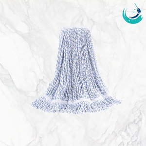 KSR High Quality Dual Blue & White Yarn Kentucky <b>Mop</b> Heads 1" Top Band Self-Wringer Reusable Floor <b>Cleaning</b> System Looped End - Product Image 2