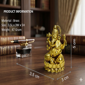 Murti de Ganesh de Latón de Lujo para Culto en Templos, Bodas y Decoración Vastu - Regalo Festivo Tradicional Hecho a Mano y Ecológico - Product Image 1