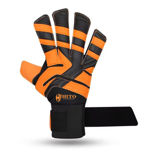 Gants de gardien de but de football personnalisés noir et orange avec latex allemand de 4 mm, coupe négative, embossage en latex allemand - Product Image 3