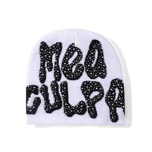 Personnalisable bricolage Bling strass hiver chaud crâne casquette pull chapeau Y2K lettre graphique hommes femmes bonnet tricoté chapeaux concepteur - Product Image 2