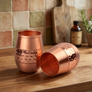 Gobelet moderne en cuivre martelé, finition mate, détails perlés, verre à boire en cuivre pur, tasse à eau de qualité supérieure, pour la maison, le bar, la cuisine - Product Image 4