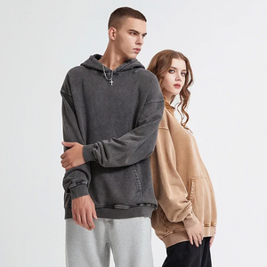 Men <b>Oversized</b> Acid Wash Lined Hoodie <b>Vintage</b> Fleece Pullover <b>Sweatshirt</b> Kangaroo Pocket Casual Streetwear Quick Dry Manufacturer - Product Image 2