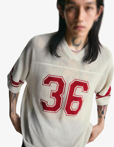 <b>Men</b>’s Oversized Knitted Jersey Breathable Mesh Short Sleeve Streetwear Summer T-Shirt Wholesale OEM ODM - Product Image 3