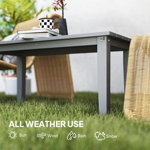 Tavolino da caffè rettangolare leggero in HDPE con doghe, per esterni, grigio - Product Image 6