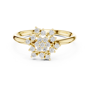 Anillo solitario de oro amarillo macizo de 14k para mujer, con diamante de corte redondo minimalista en forma de flor, para compromiso, aniversario, regalo de boda - Product Image 1