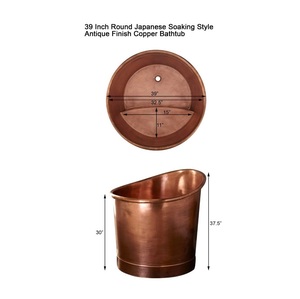 Baignoire autoportante élégante en cuivre poli antique, écologique, de luxe, à dossier haut, asymétrique et incurvée. - Product Image 3