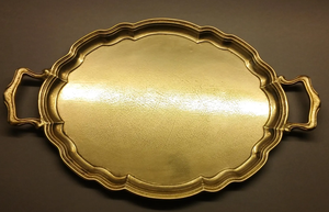 Amazing Premium Quality Sturdy Finished Metal Golden Tray for <b>Home</b> and Kitchen Fancy Decorative Handicraft Serving Tray - Product Image 5