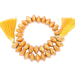 Perles en laiton naturel, perles en vrac, 64,7 grammes, 14x9 mm, perles rondes briolette lisses, brin pour la fabrication de bijoux |   Fil de fer à une brin - Product Image 1