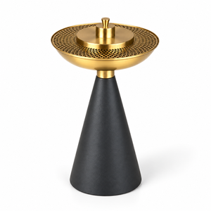 Brûleur d'encens moderne en acier inoxydable Alabanza Enterprises, base conique or et noir, diffuseur d'aromathérapie en bambou 100% naturel - Product Image 5
